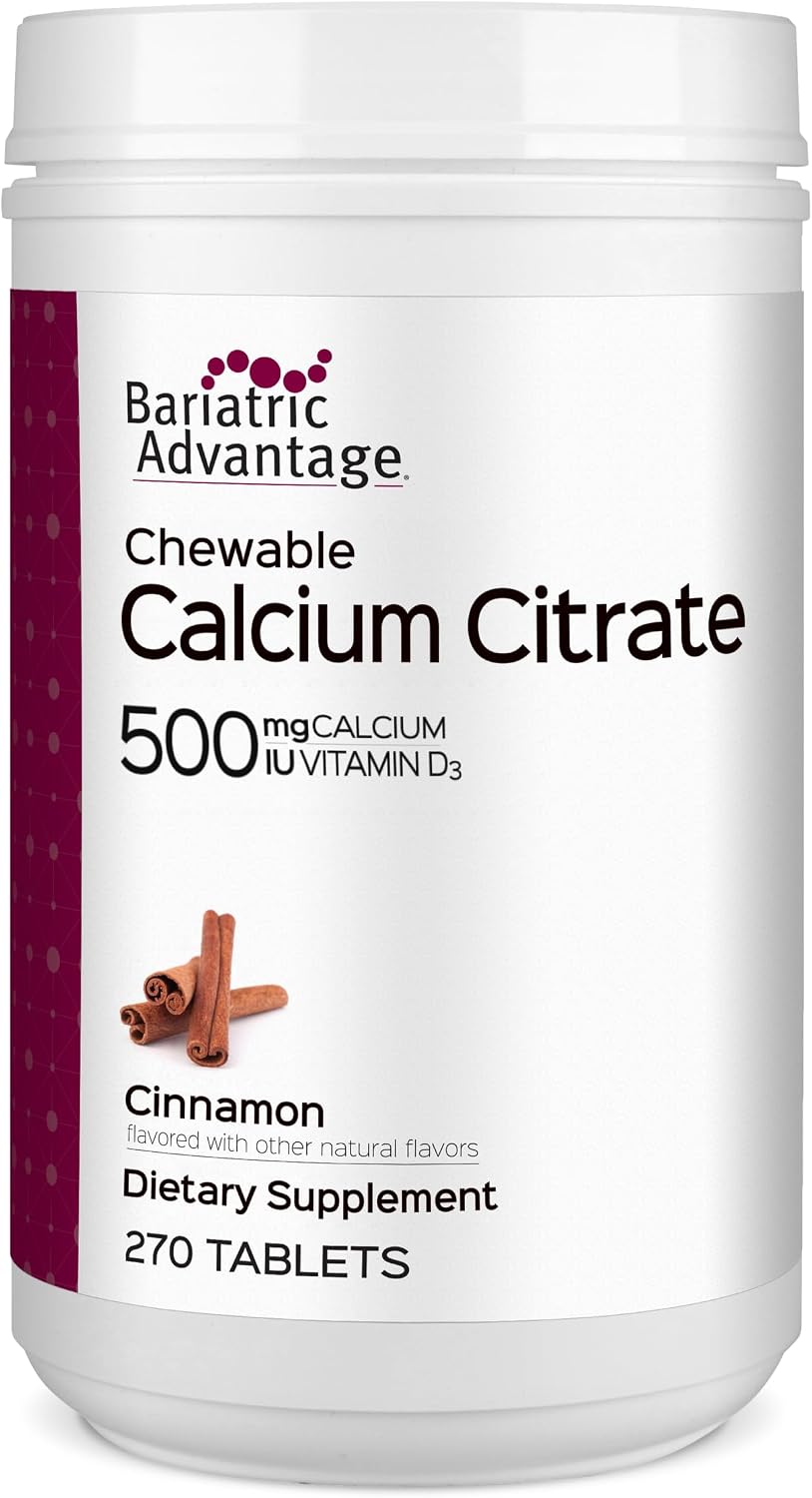 Bariatric Advantage Calcium Citrate Chewable 500 mg - for Bariatric Surgery Patients - High-Potency, Easy-Digest Tablets - Calcium Citrate - Bone Strength Supplements* - 90 Count - Wild Cherry