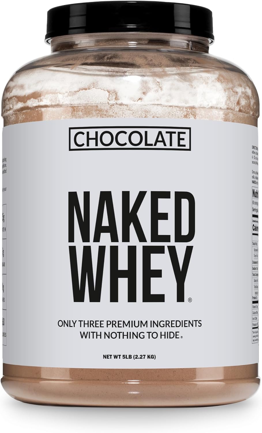 NAKED Whey 5LB 100% Grass Fed Unflavored Whey Protein Powder - Only 1 Ingredient, NSF Certified, Undenatured, Gluten Free, Soy Free, Promote Muscle Growth and Recovery - 76 Servings