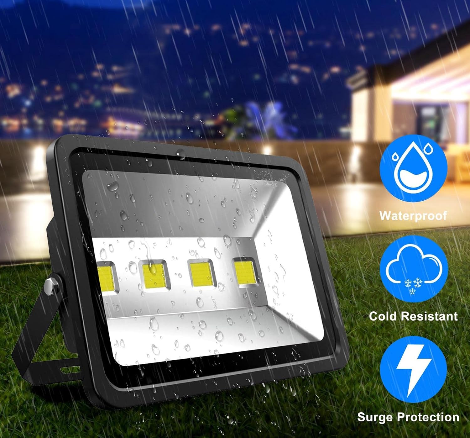200W LED Flood Lights Outdoor, 20000LM Super Bright Security Floodlight, 100-277V, IP66 Waterproof, Commercial Exterior Light Fixture, 6000K Daylight White, Arena Yard Court Stadium Parking Lot Light