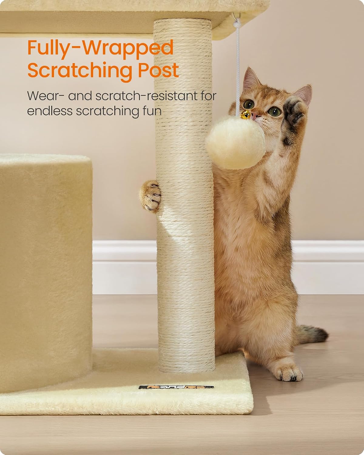 Feandrea Cat Tree, 18.5-in Small Cat Tower, Cute Kittens Condo, Smoky Gray