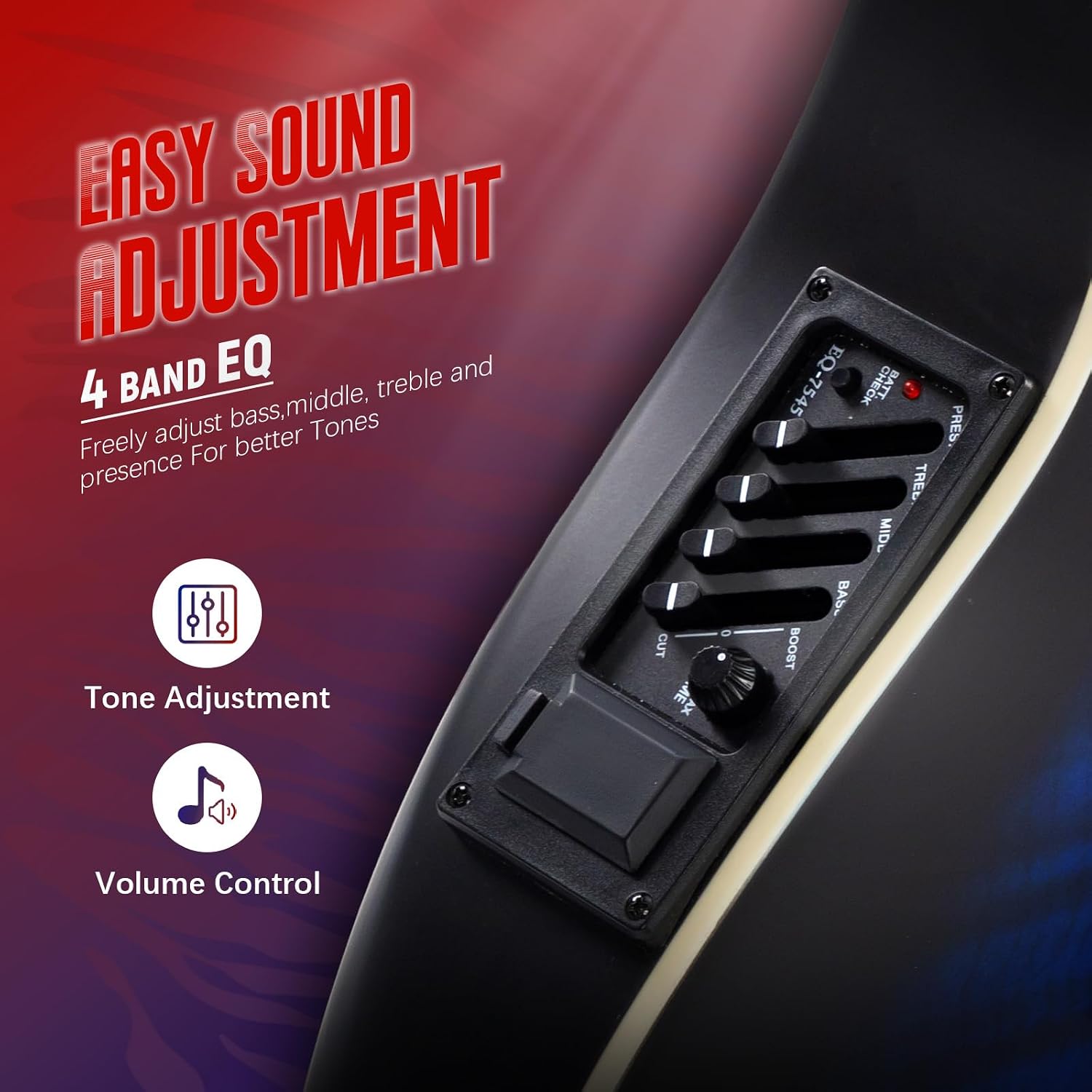 GLARRY 41in Acoustic Electric Guitar, Unique Round-back Design, 6 String Cutaway Guitar Beginner Kit with 15W Amp, EQ, Bag, Strap, Picks, Strings (Black With AMP, Full-Right Handed)