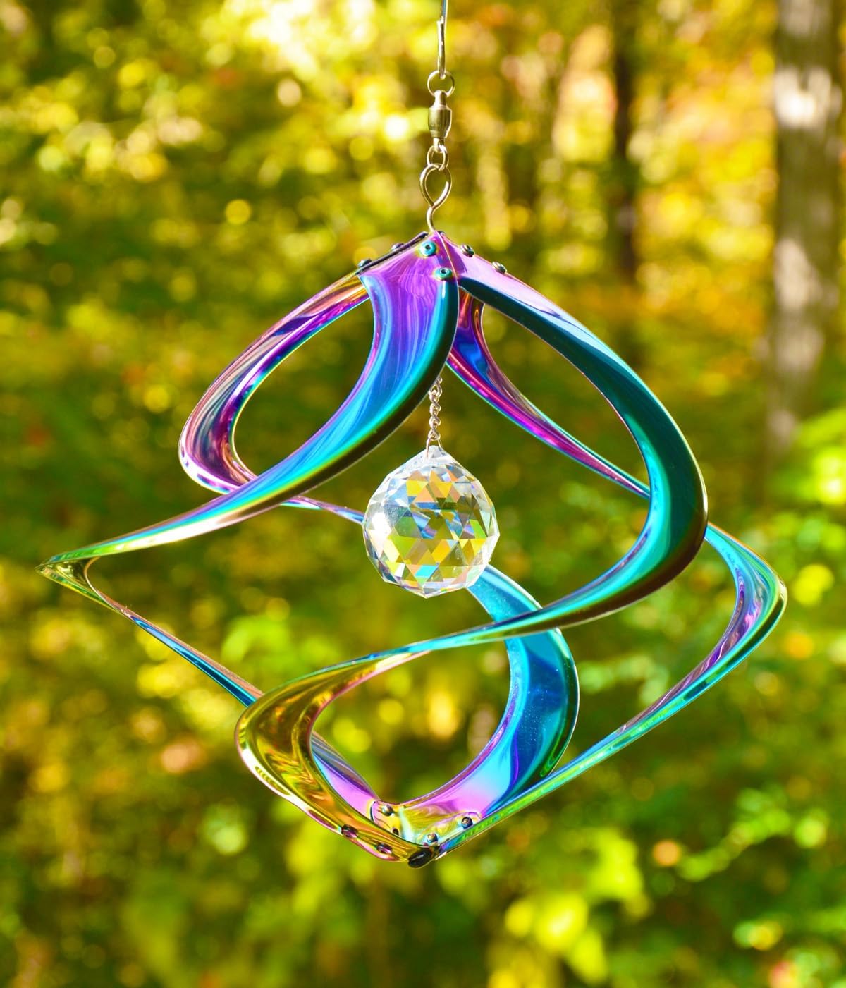 Red Carpet Studios The Original Cosmix Helix Wind Spinner Indoor/Outdoor Hanging Art, 11" Tall, Copper with Blue Planet