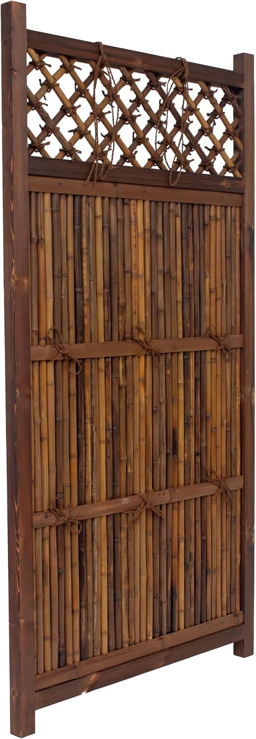 Red Lantern 4 x 1.5 ft. Japanese Bamboo Kumo Fence Panel, 4ft. x 2ft, Brown