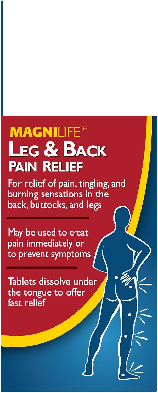 MagniLife Leg & Back Pain Relief Tablets, 125 Ct, Fast-Acting Pain Relief Naturally Soothes Burning, Tingling & Stabbing Aches