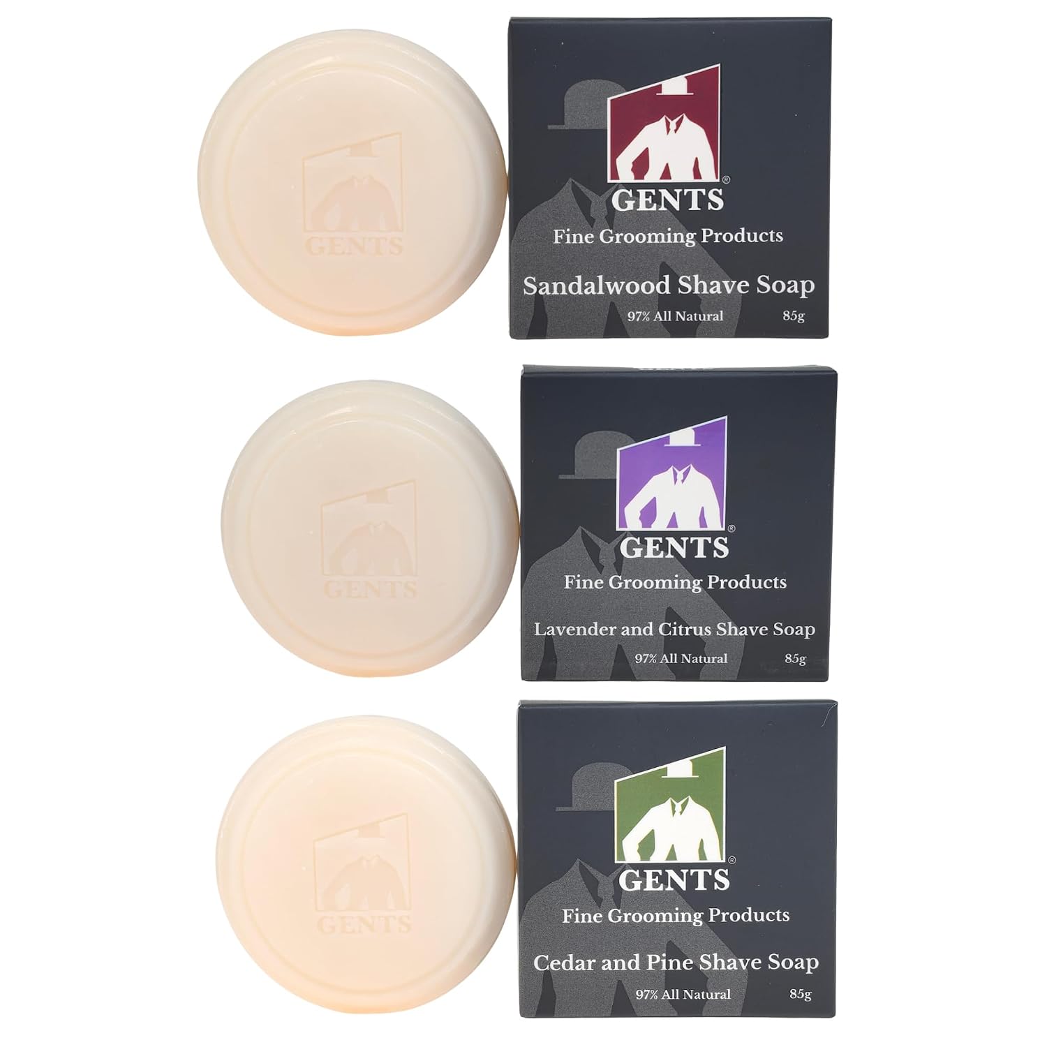 GENTS Men’s Shave Soap, 97% Natural Cedar Pine Scent, Rich Lather Wet Shaving, Traditional Shaving Soap for Men, 3oz Puck