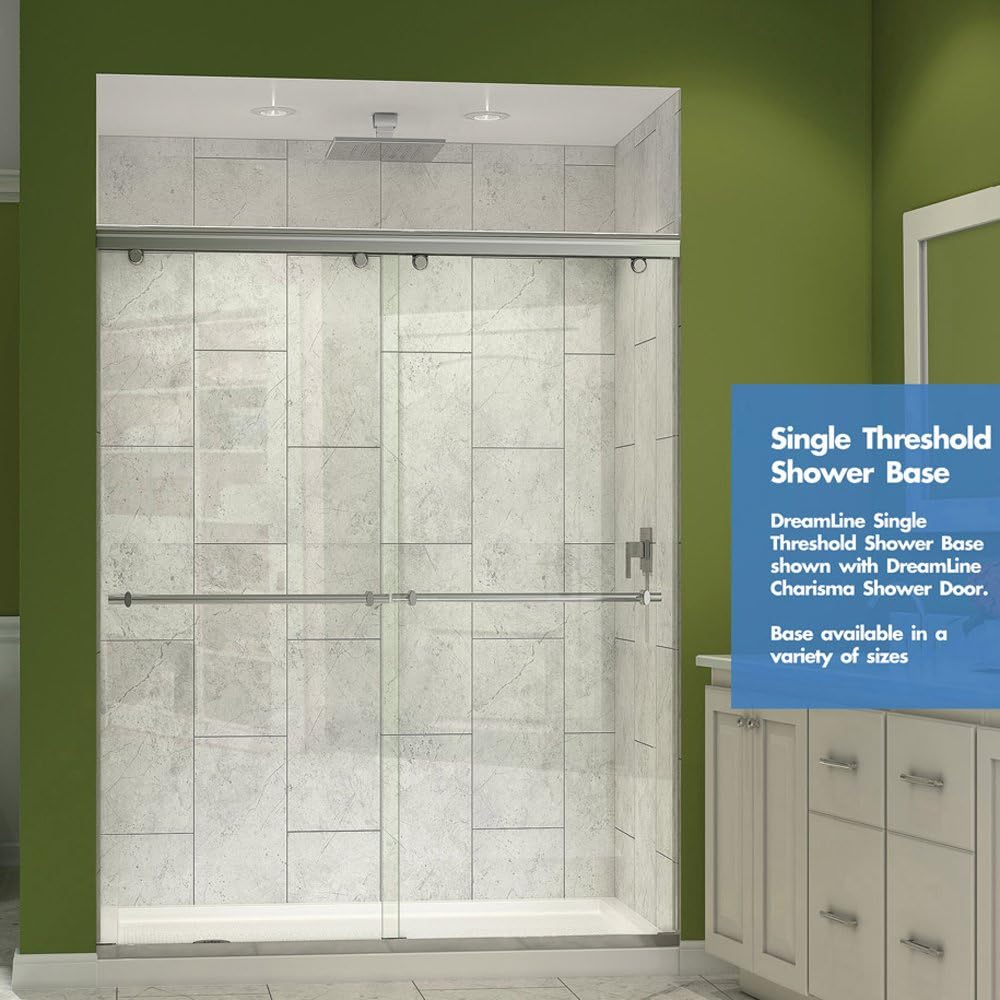 DreamLine SlimLine 32 in. D x 32 in. W x 2 3/4 in. H Center Drain Single Threshold Shower Base in White, DLT-1132320