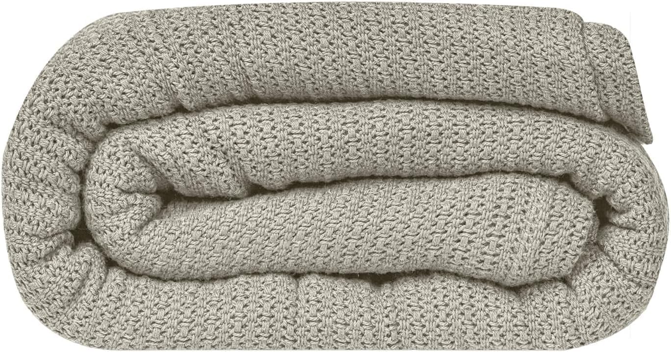 Linteum 100% Cotton Open-Cell Leno Weave Blanket — Breathable All Season — Queen 90x90 — Ice Grey