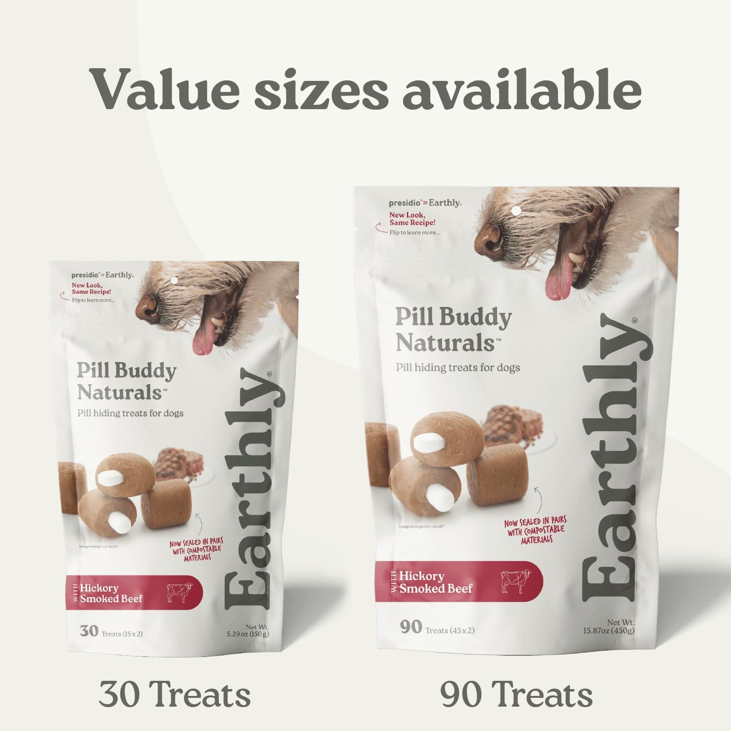 Presidio Earthly Pill Buddy Naturals - PB & Banana Recipe Pill Hiding Treats for Dogs - Make A Perfect Pill Concealing Pocket Or Pouch for Any Size Medication - 30 Servings