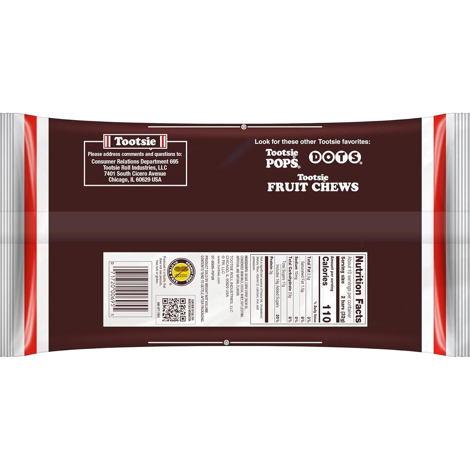 Tootsie Roll Snack Bars, Individually Foil Wrapped Candy - 14.5oz Bag