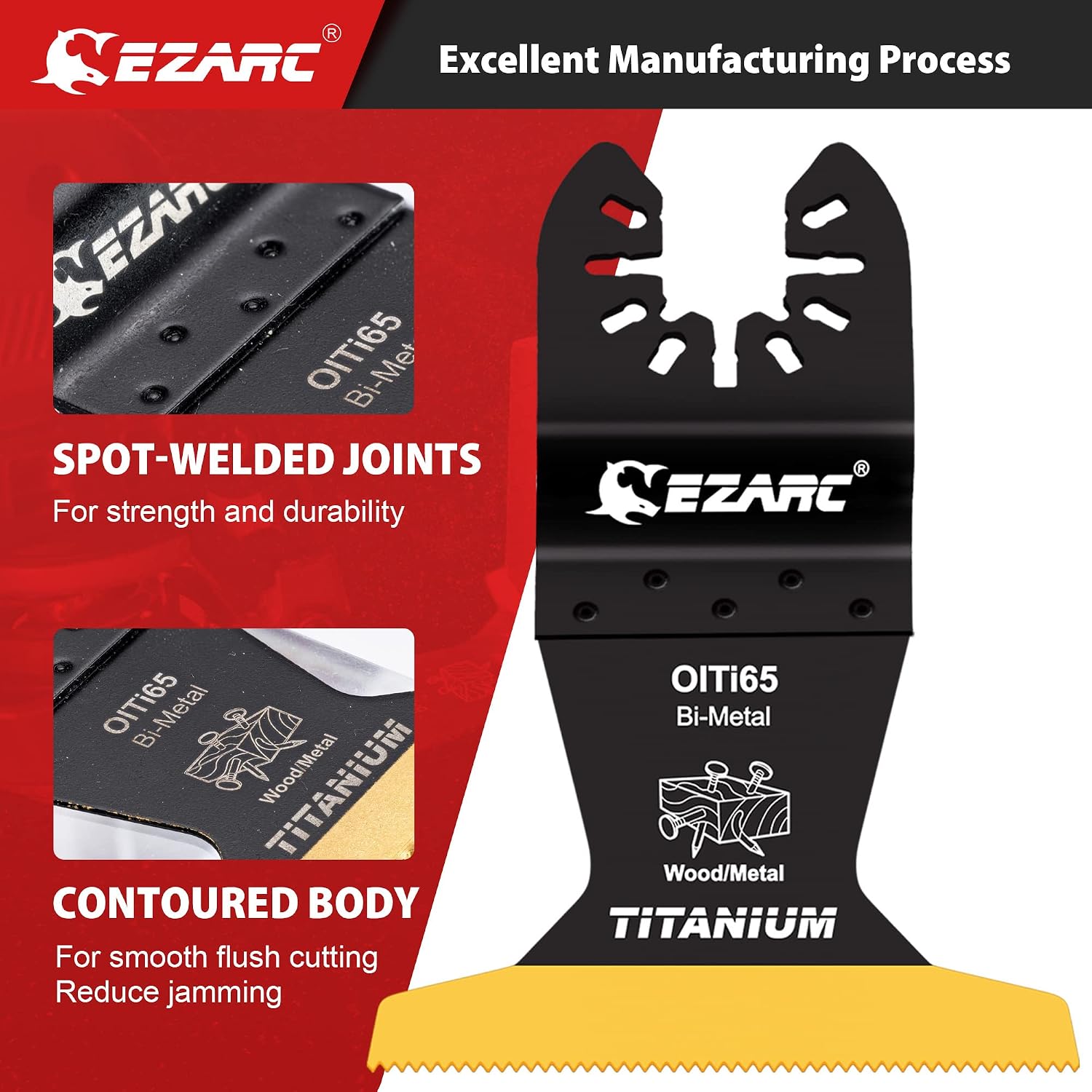 EZARC Titanium Oscillating Tool Blades, Oscillating Multitool Blades for Metal, Wood Nails, Screws Cutting, Plastic, 3 Pack