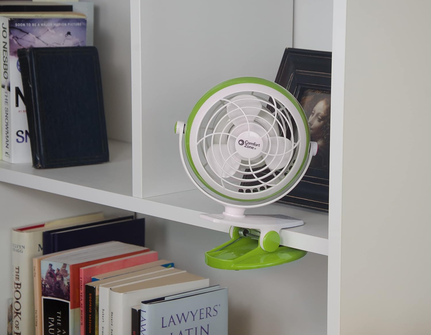 Comfort Zone Dual Base Combo Clip or Desk Fan, USB or Battery Powered, 4 inch, Single Speed Setting, Adjustable Tilt, Lightweight, Ideal for Home