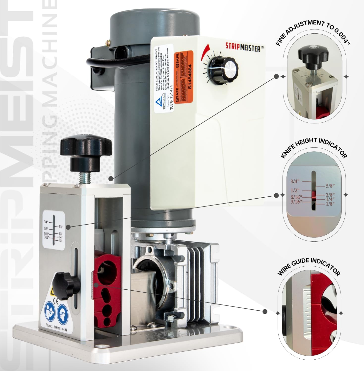 StripMeister E250 Electric Automatic Wire Stripping Machine – Wire Size Up To Ø3/4", Jam-Free, Motorized Wire Stripper with Variable Speed Control for Copper Wires