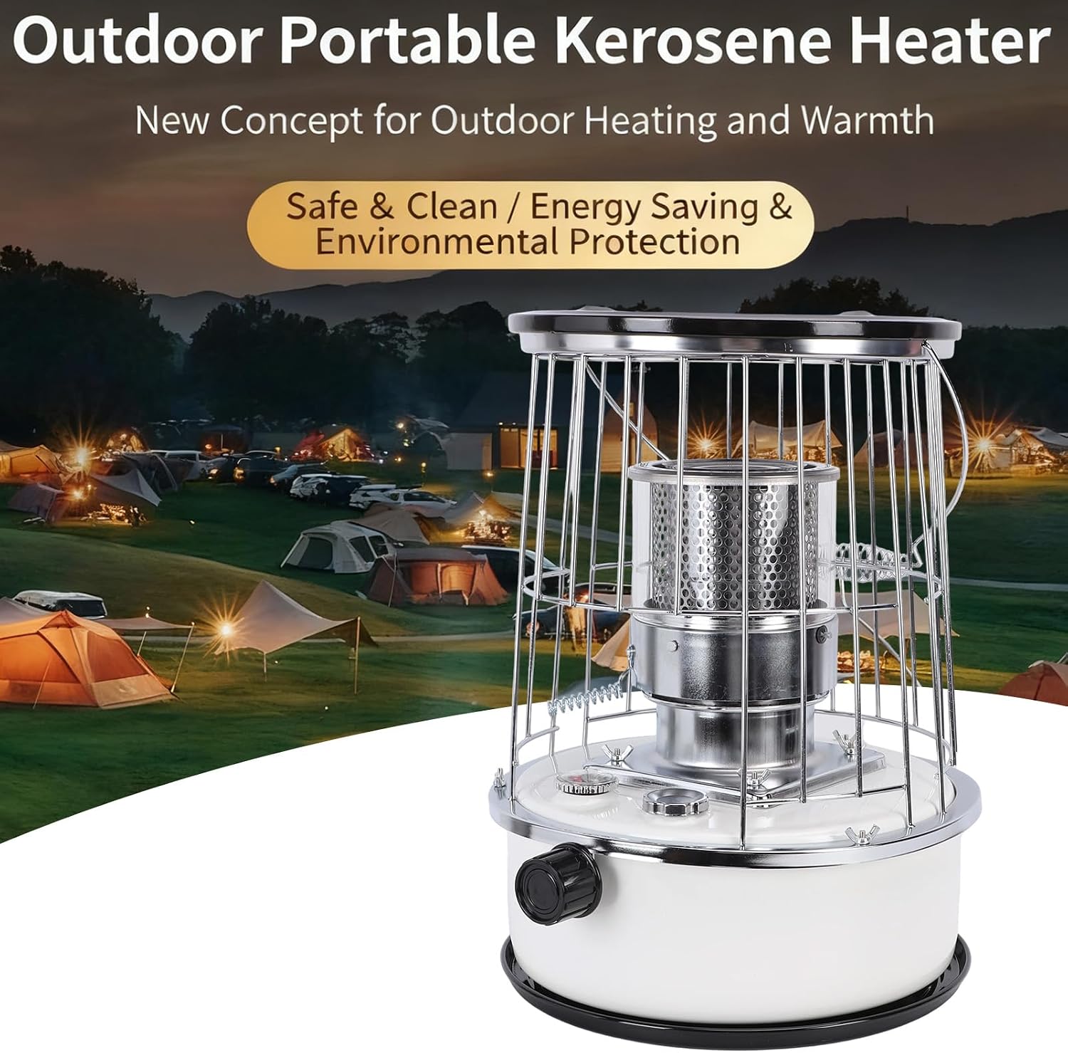 Luocute Portable Kerosene Heater, 10000BTU / H Indoor Outdoor Space Heater with Anti Tipping Guard