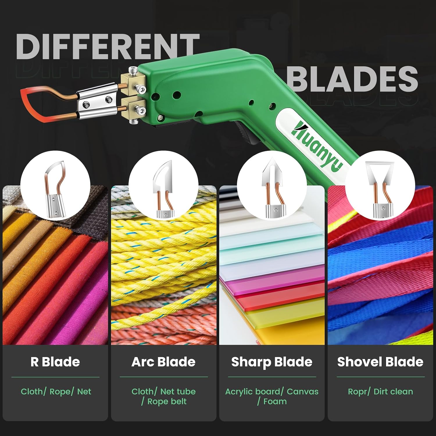 Electric Hot Knife Rope Fabric Cutting Tool Kit 4 Blades 600° C | Pro Fabric Cutting Heat Cutter 100W Heat Sealer for Sponge Cloth Board Webbing
