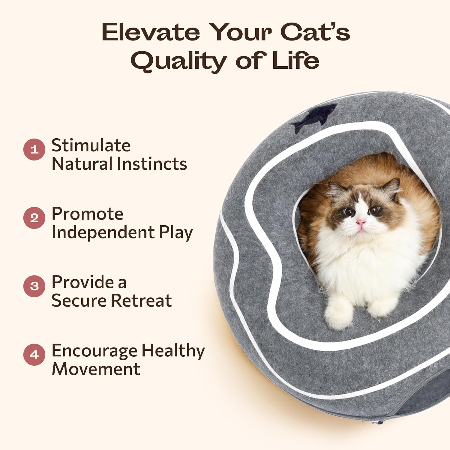 Cat Cave – Premium Felt Cat Bed for Indoor Cats, Handmade 100% Merino Wool (Large, Black Aqua)