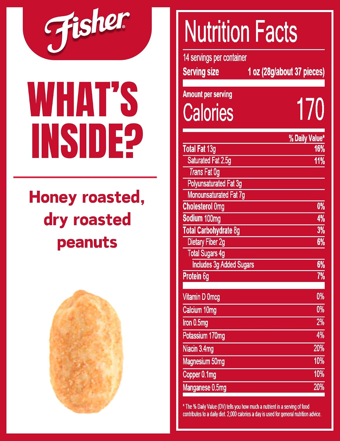 Fisher Snack Butter Toffee Peanuts, 42 Ounces (Pack of 1), No Artificial Colors or Flavors, 100% Recyclable