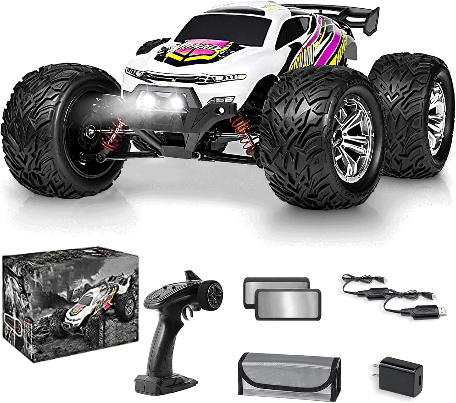 4x4 RC Cars for Adults 48kmh High-Speed - 1:12 Scale Large Waterproof Remote Control Truck, Offroad Electric Monster Car, 2 Batteries 30+ Min Play