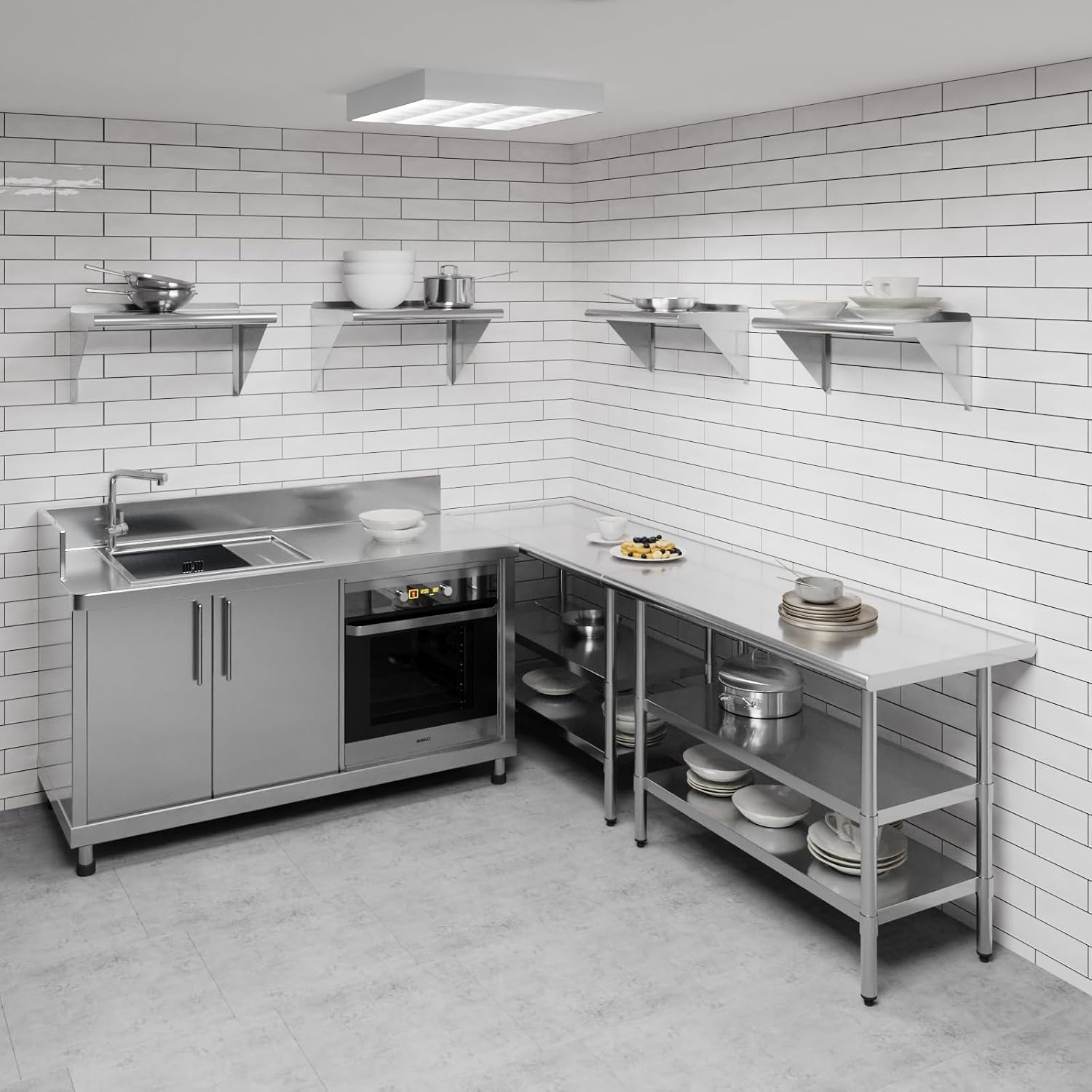 AmGood 24" Long X 18" Deep Stainless Steel Wall Shelf | NSF Certified | Appliance & Equipment Metal Shelving | Kitchen, Restaurant, Garage, Laundry, Utility Room