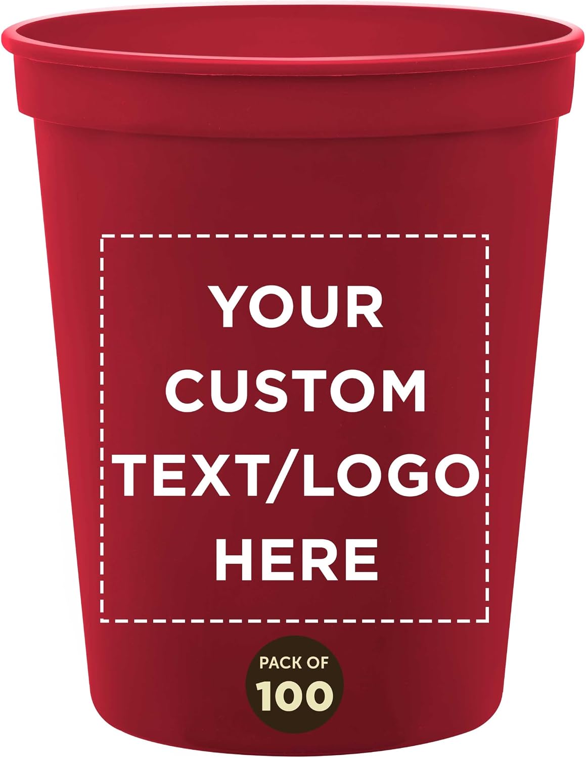 DISCOUNT PROMOS Custom Plastic Stadium Cups 16 oz. Set of 10/50/100, Personalized Bulk Pack - Perfect for Birthdays, Weddings, Picnic, Beach