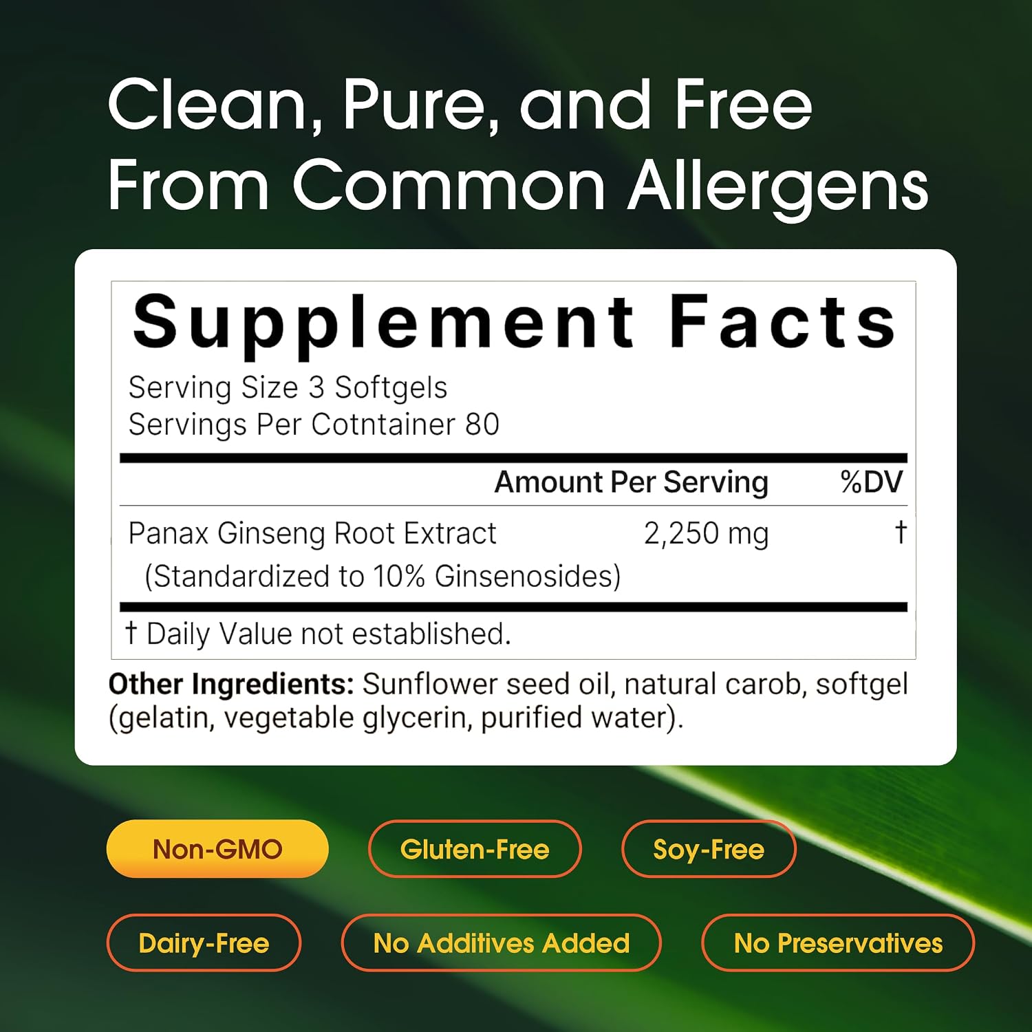 NatureBell Panax Korean Red Ginseng 2,250mg, 240 Softgels