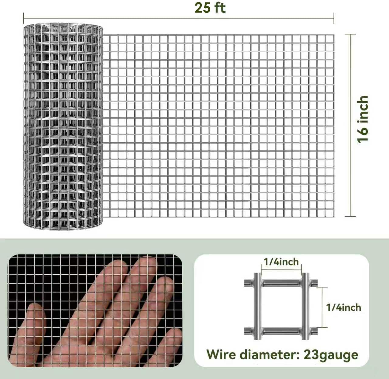 Amagabeli Hardware Cloth 1/2 inch 36 x 100 ft 19 Gauge Chicken Wire Fence Hot-Dipped Galvanized After Welding Welded Wire Fencing Mesh Roll Garden Plant Support Poultry Rabbit Cage Snake Gopher