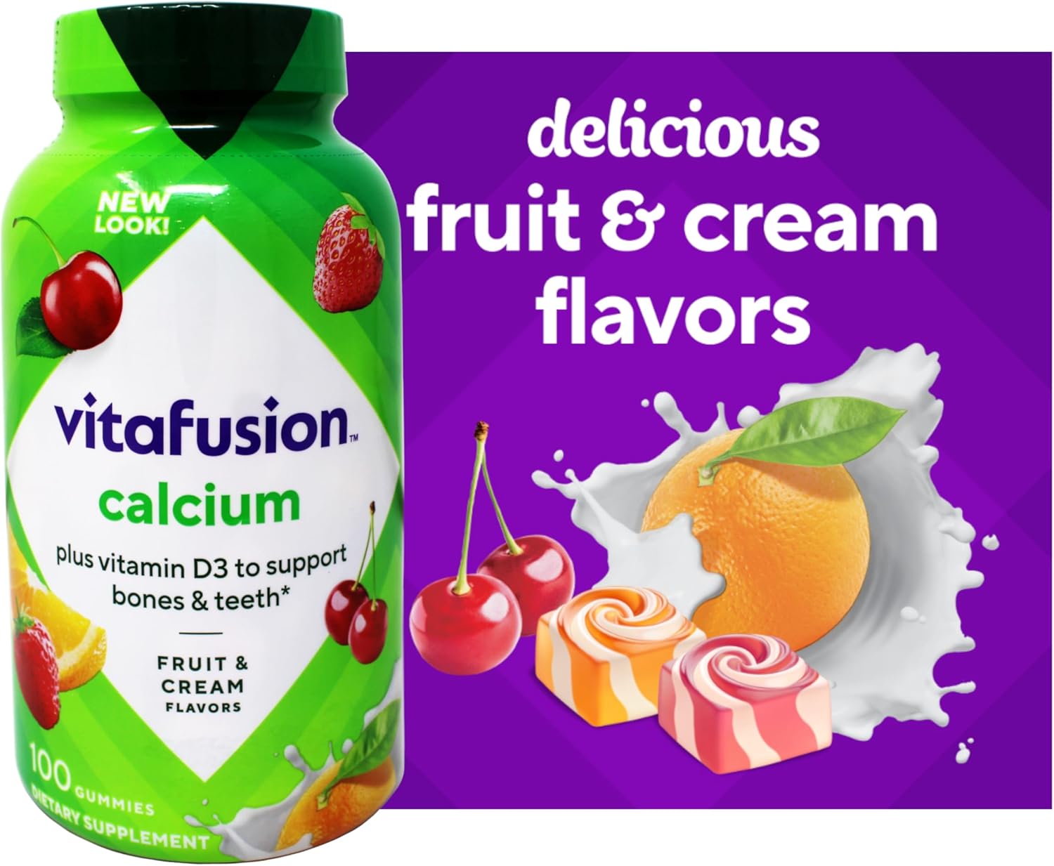 Vitafusion Gummies Calcium with Vitamin D3, 100 Count, Pack of 2