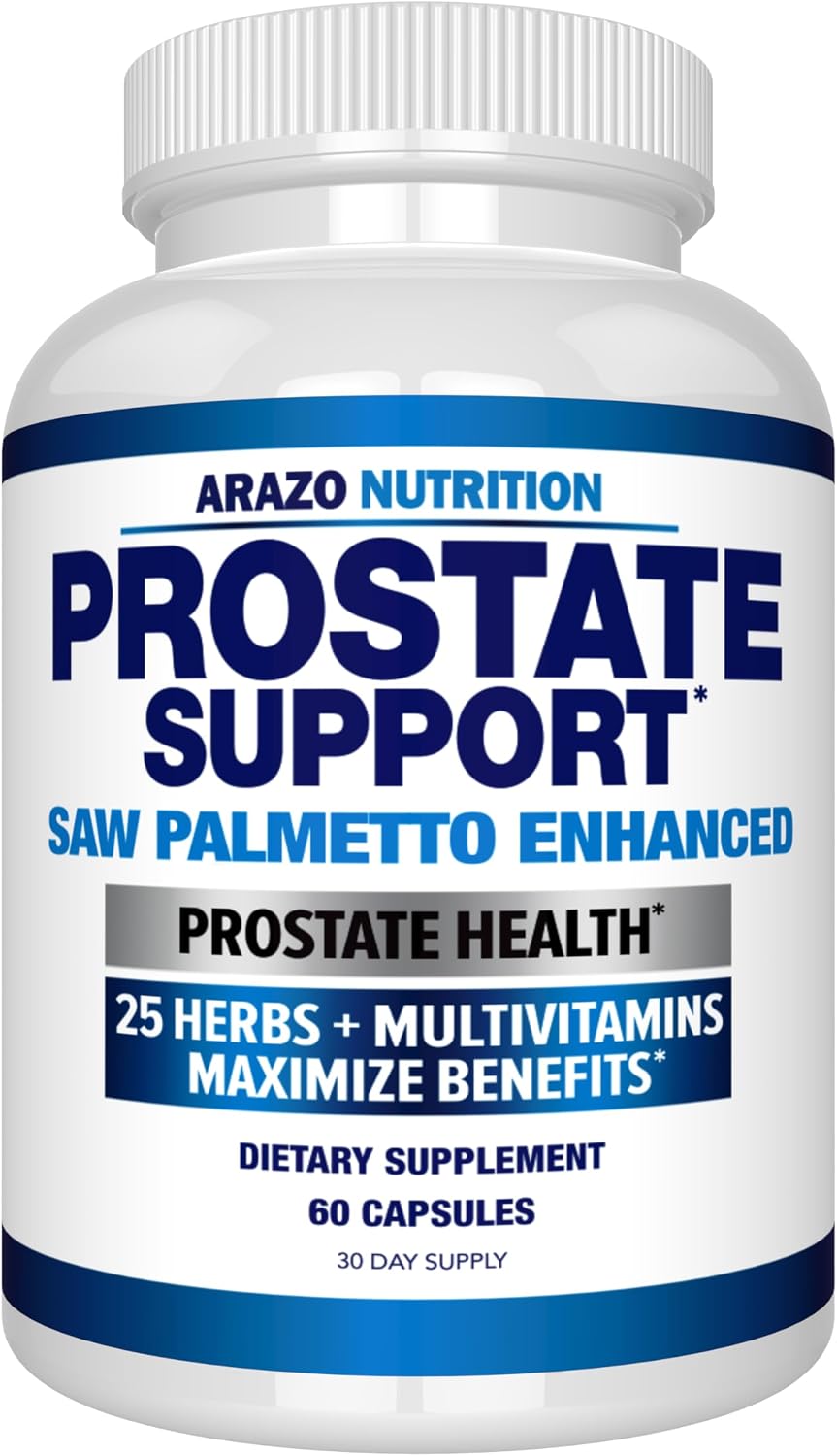 Arazo Nutrition Prostate Supplement - Saw Palmetto + 25 Herbs - Reduce Frequent Urination, Reduce Hair Loss