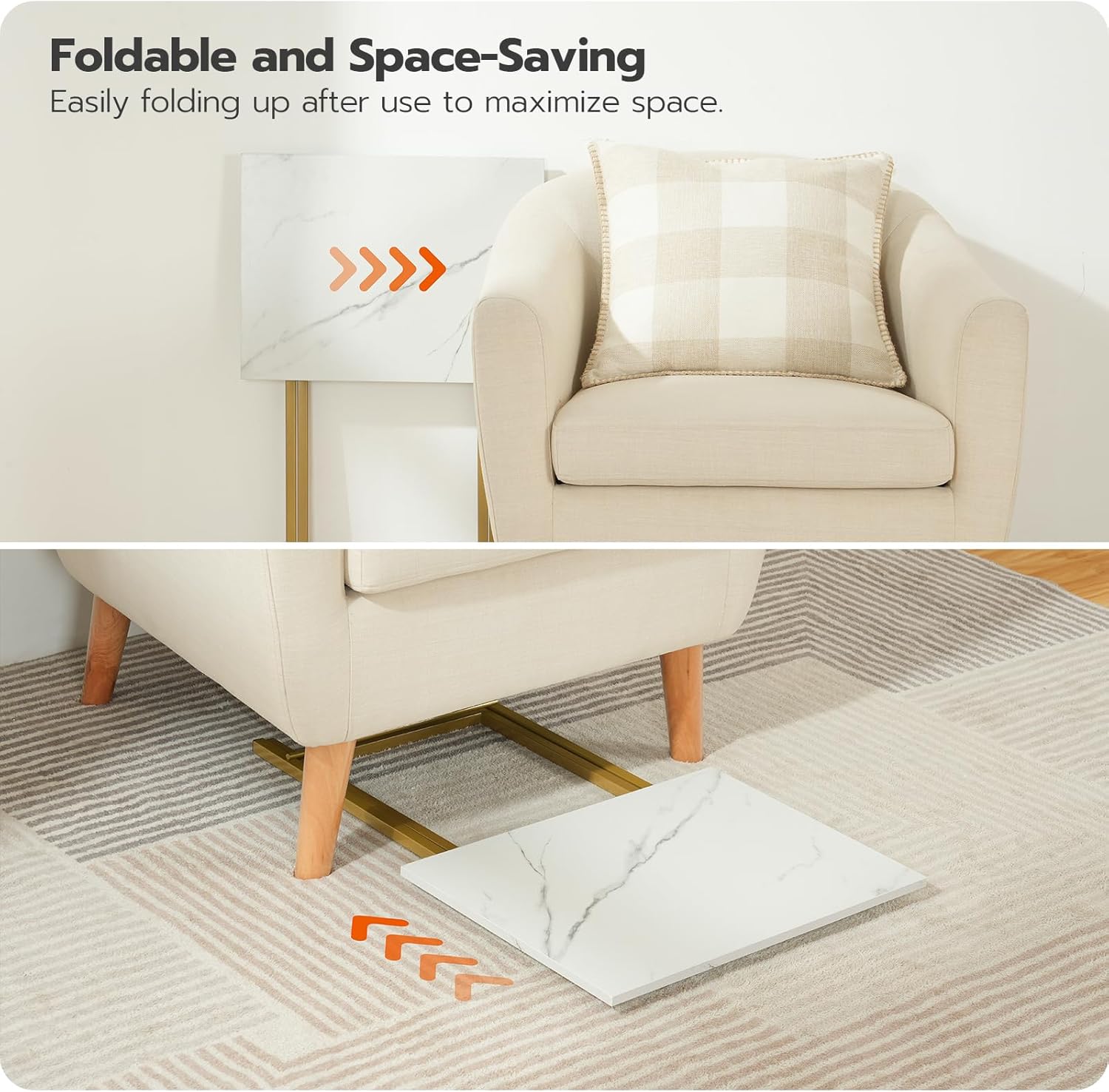 HOOBRO Folding TV Tray Tables, Set of 4 TV Trays with Storage Rack, Industrial Side Table for Eating at Couch, Foldable Snack Table for Small Space