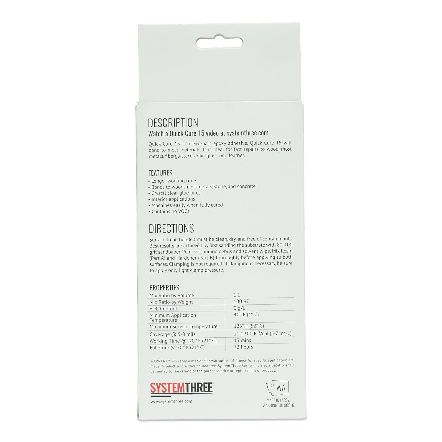 System Three Quick Cure 15 Epoxy Adhesive, 1 Pt Bottle Kit, Amber