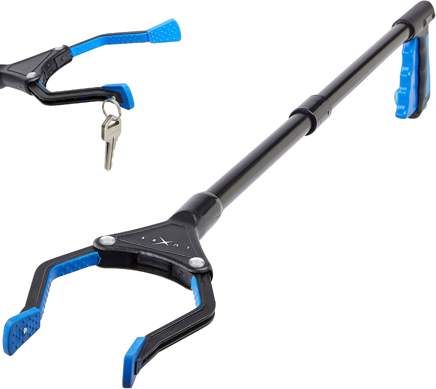 Grabber Reacher Tool, [Updated Version] Long 32” Steel Foldable Pick Up Stick with Strong Grip Magnetic Tip for Store Shelves
