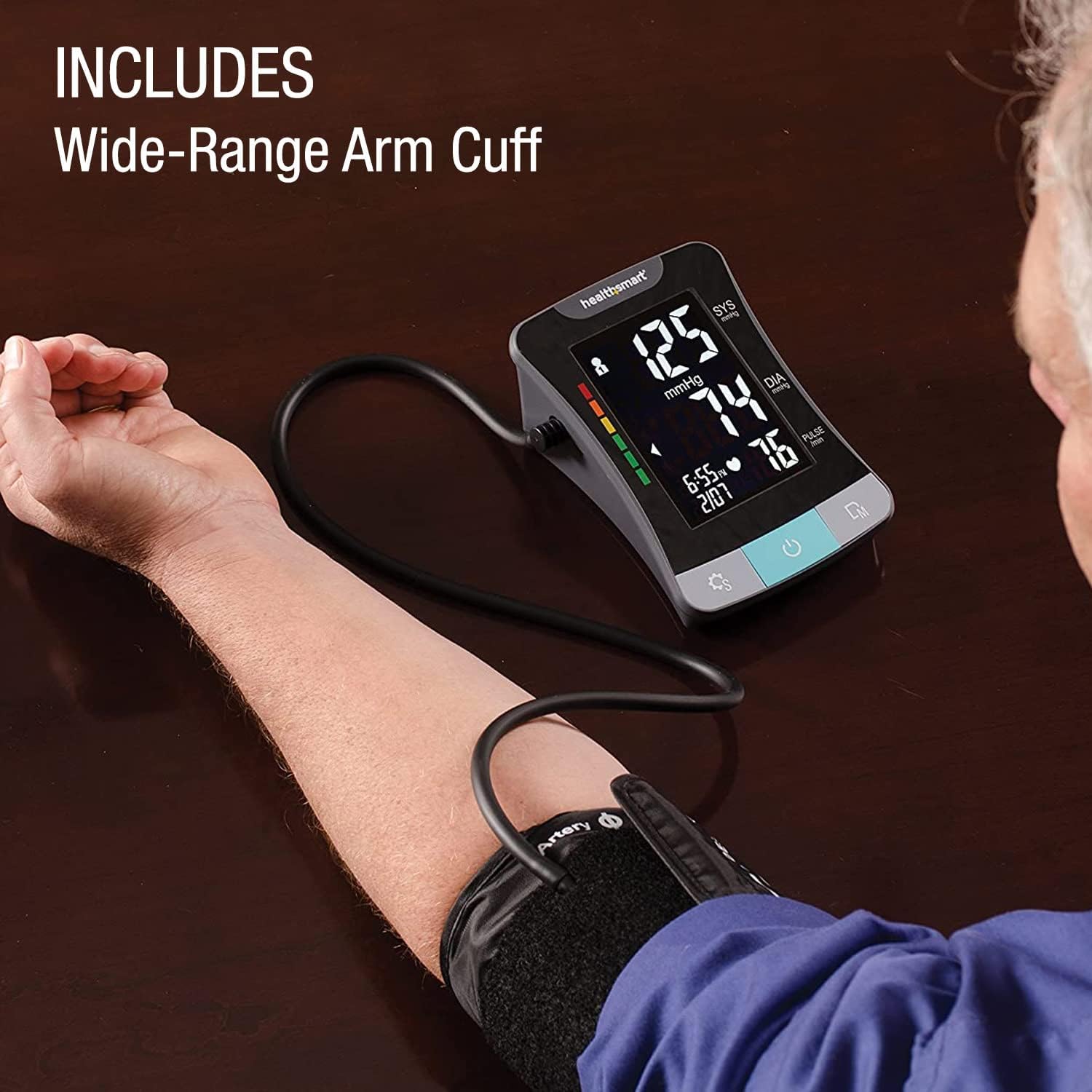 HealthSmart Digital Standard Wrist Blood Pressure Monitor with Automatic Adult Cuff That Displays Pulse Rate and Irregular Heartbeat Stores up to 60 Readings for 2 Users
