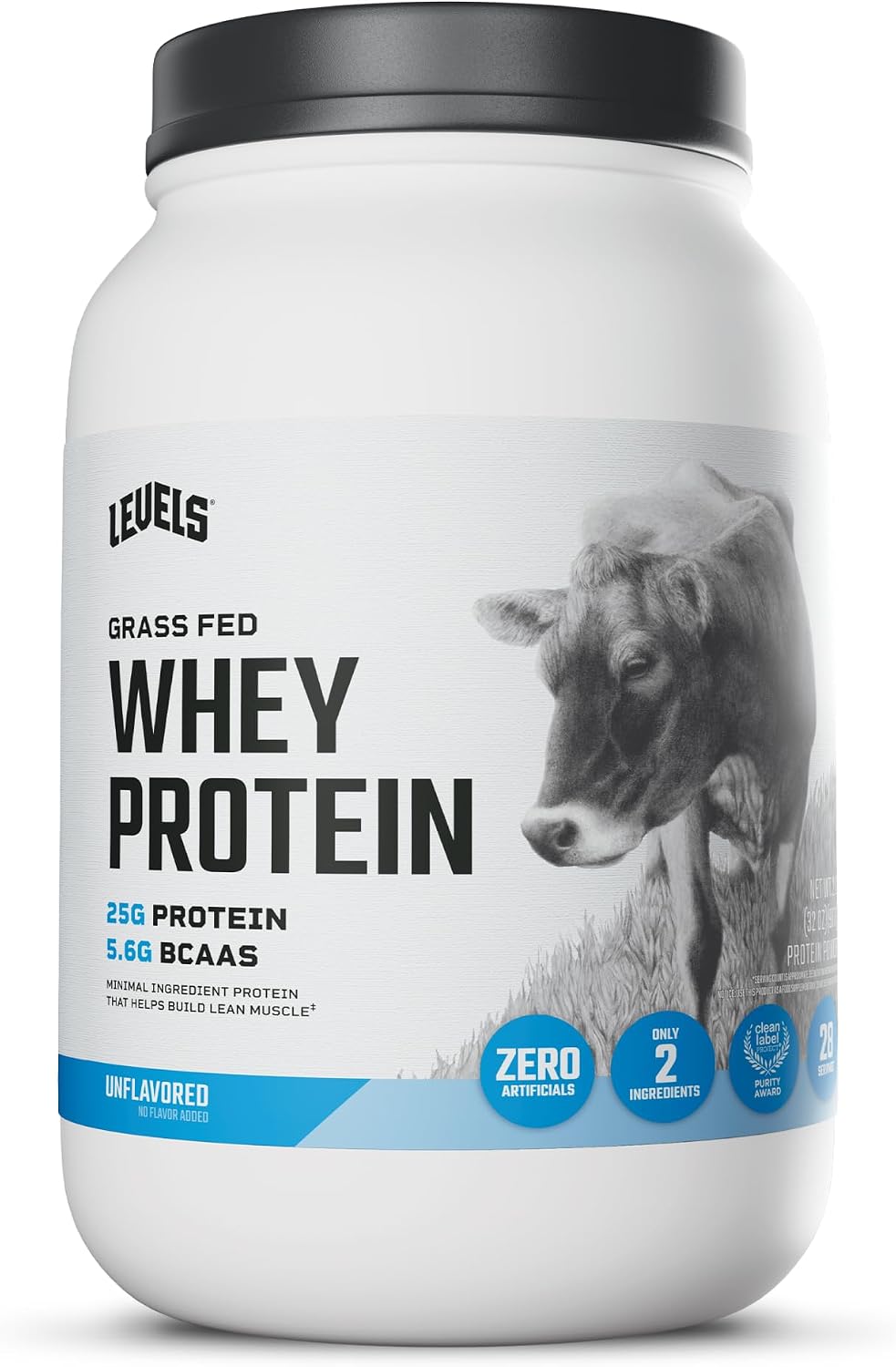Levels Whey Protein Powder, No Artificial Ingredients, Pure Chocolate, 5LB | 24G of Protein, 5.4G BCAAs, Clean Ingredients, Hormone Free Dairy, No Fillers, No Added Sugar, No Junk