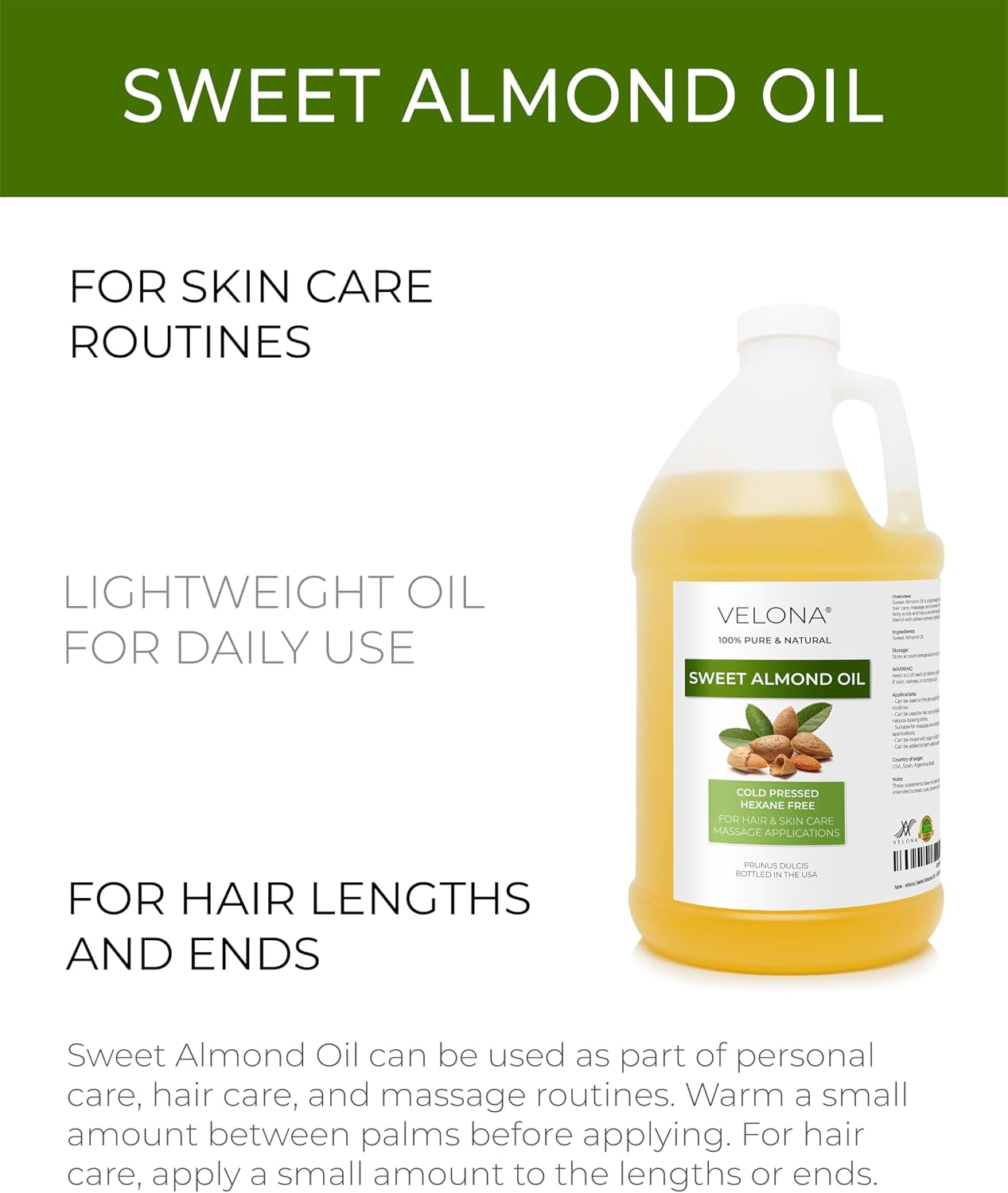 velona USDA Organic Castor Oil - 64 fl oz, Cold Pressed, USP Grade