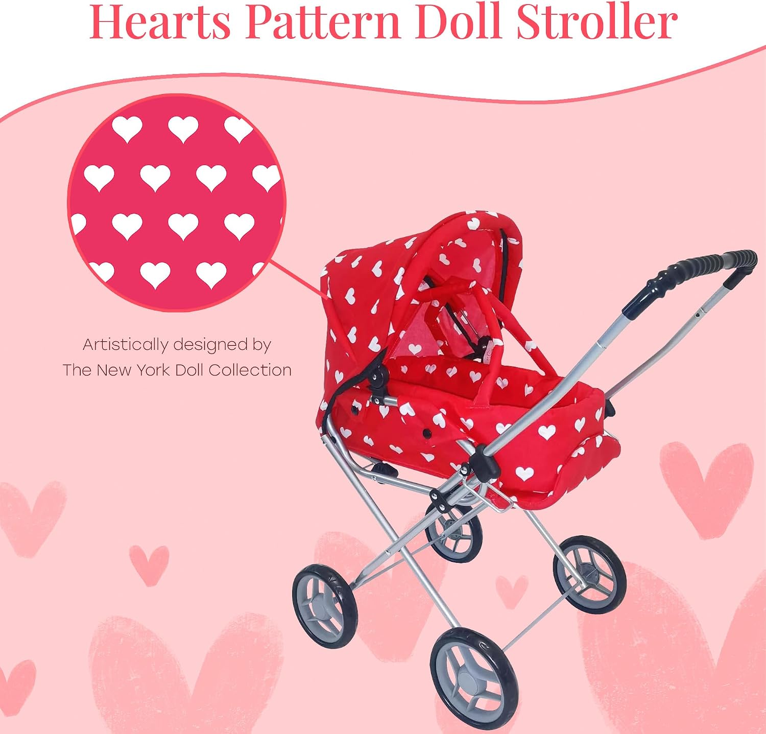 Baby Doll Stroller Play Set, 3-in-1 Babydoll Stroller with Removable Bassinet Baby Carriage for Dolls Toy Doll Stroller for Toddlers 3-4 Years,