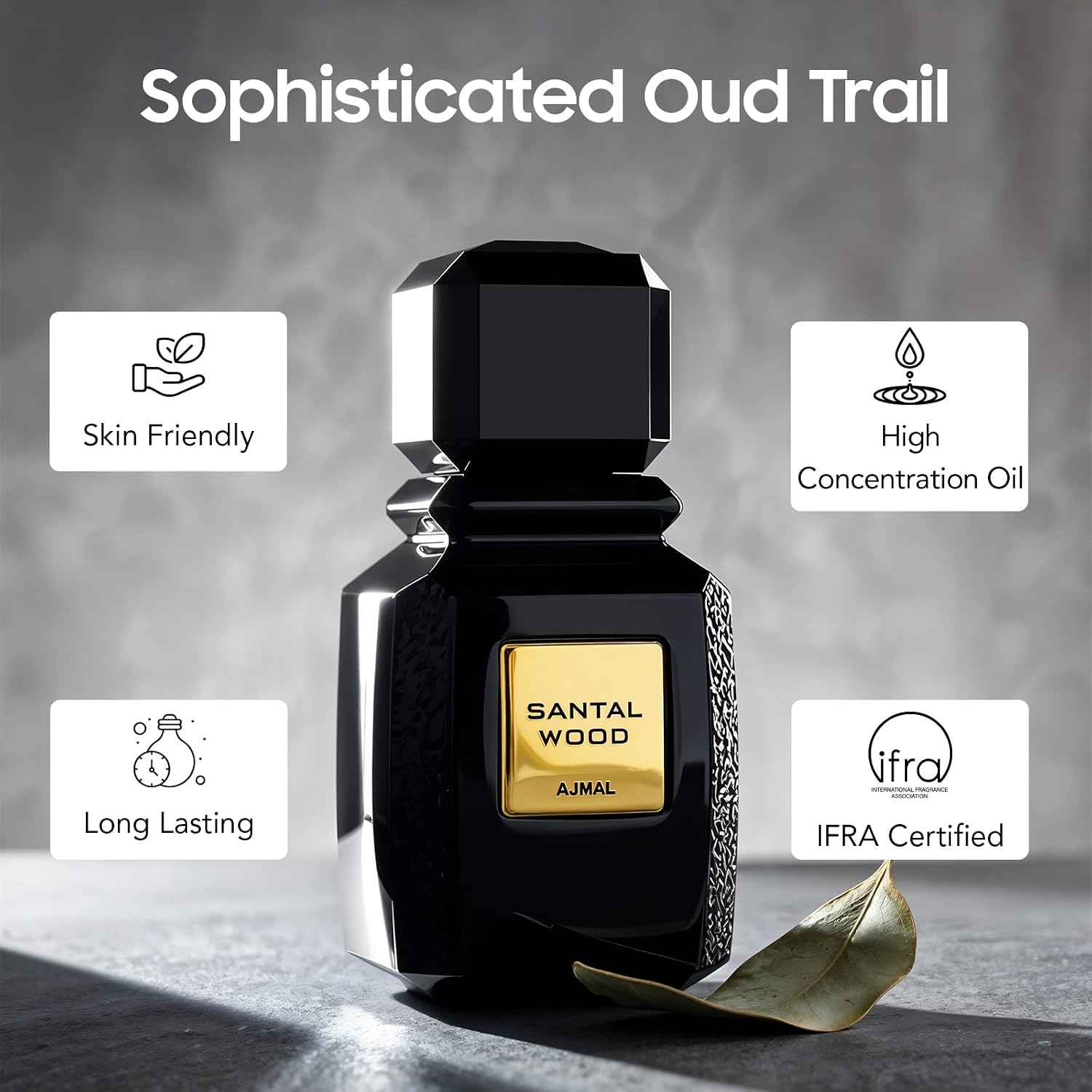 Ajmal Santal Wood EDP Unisex, 3.4 fl oz / 100 ml | Rich woody signature for men and women. Long-lasting and handcrafted in Dubai.