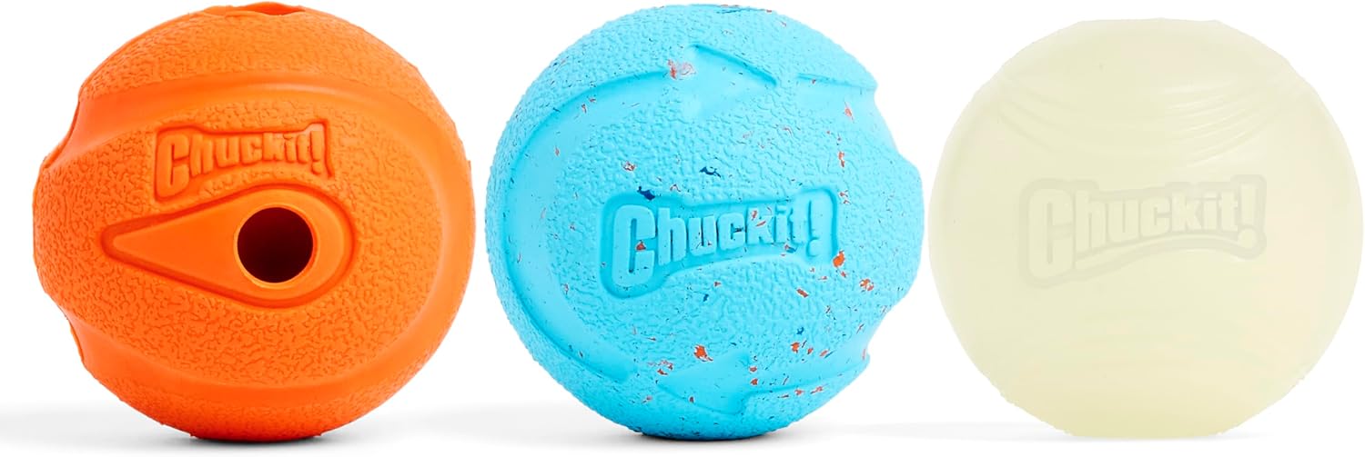 Chuckit! Fetch Pack Dog Balls - Interactive Dog Toys, High-Bounce Fetch Ball, Floating Ultra and Rugged Balls, Durable - Size Small, 2-inch Diameter, Set of 3