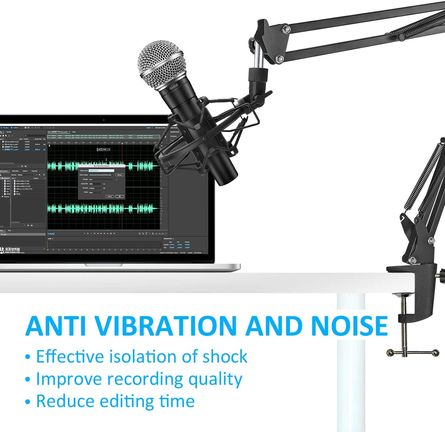 SUNMON SM58 Microphone Shock Mount Holder for Reduces Vibration and Noise, Suitable for Shure SM58-LC, SM58-CN Cardioid Dynamic Vocal Mic