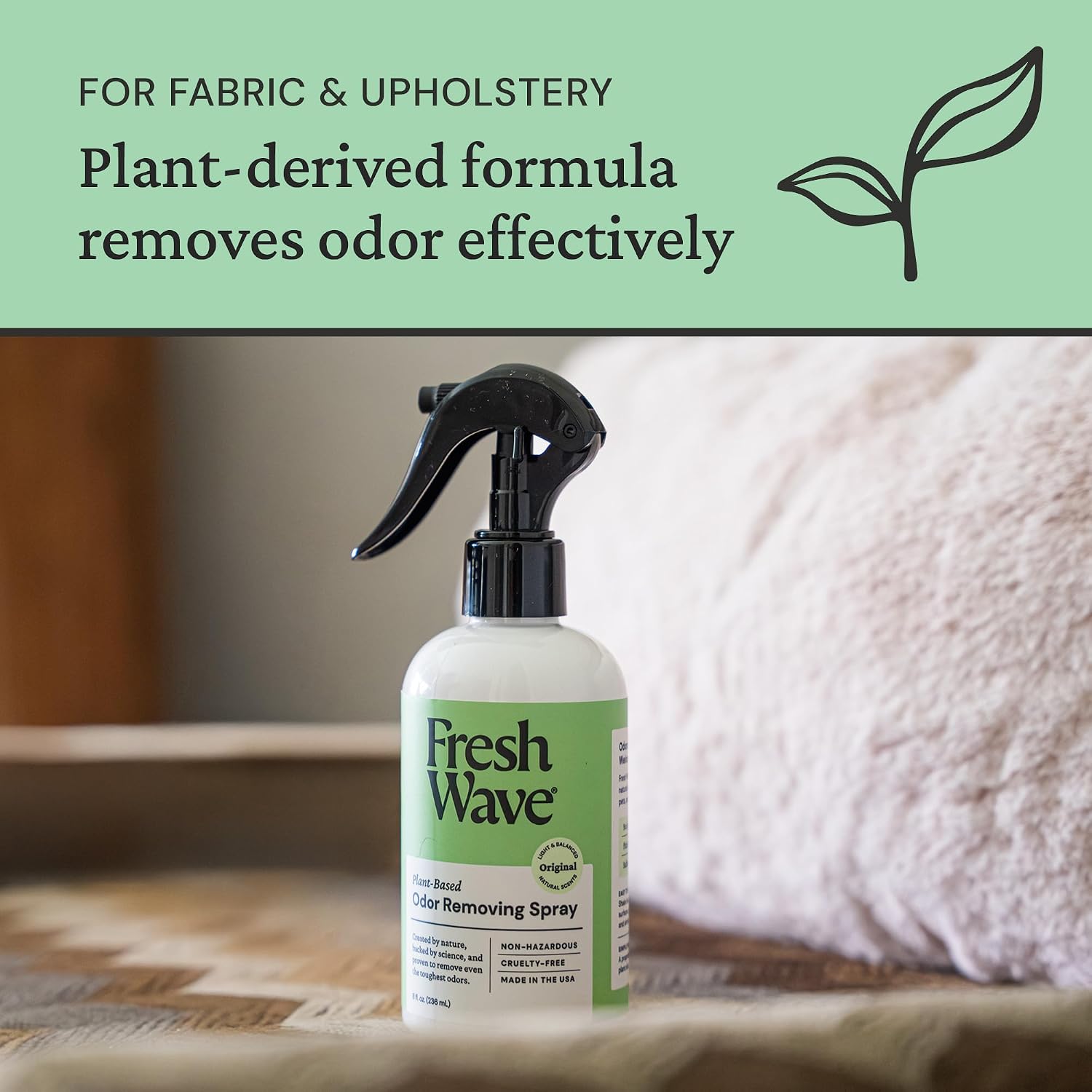 Fresh Wave Original Room and Fabric Air Freshener Spray, 2-Pk, 8 oz | Plant-based formula, Pet-safe and people-safe, Fabric and room deodorizer , For upholstery, carpets, shoes, and pet bedding