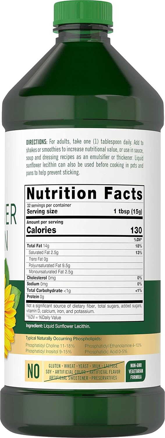 Carlyle Sunflower Lecithin Liquid | 16 fl oz (Pack of 2) | Vegan, Vegetarian, Non-GMO, Soy & Gluten Free Formula