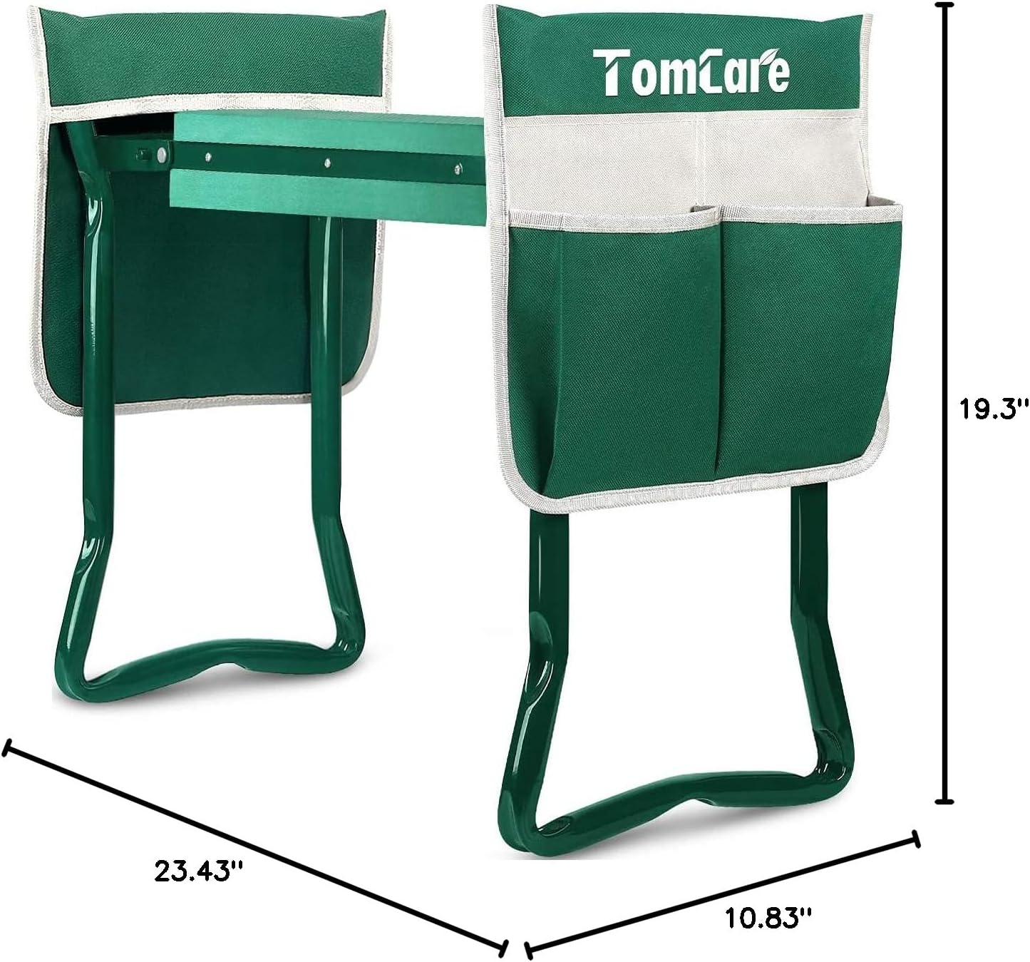 TomCare Garden Kneeler and Seat, 11.12" Kneeling Pad Sturdy Garden Bench | Heavy Duty Garden Stool, 450 lbs Load Capacity, 2 Tool Pouches, Foldable Design, Gardening Gift for Women, Men and Gardeners