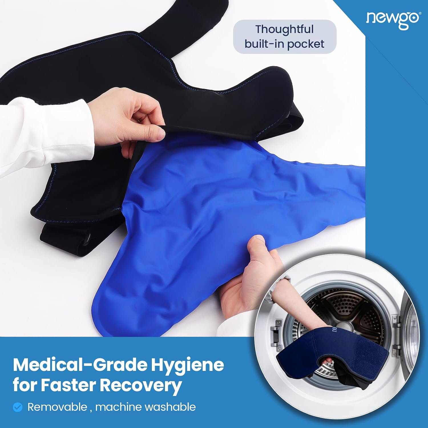 NEWGO Shoulder Ice Pack, Compression for Both Shoulders, FSA Eligible, M