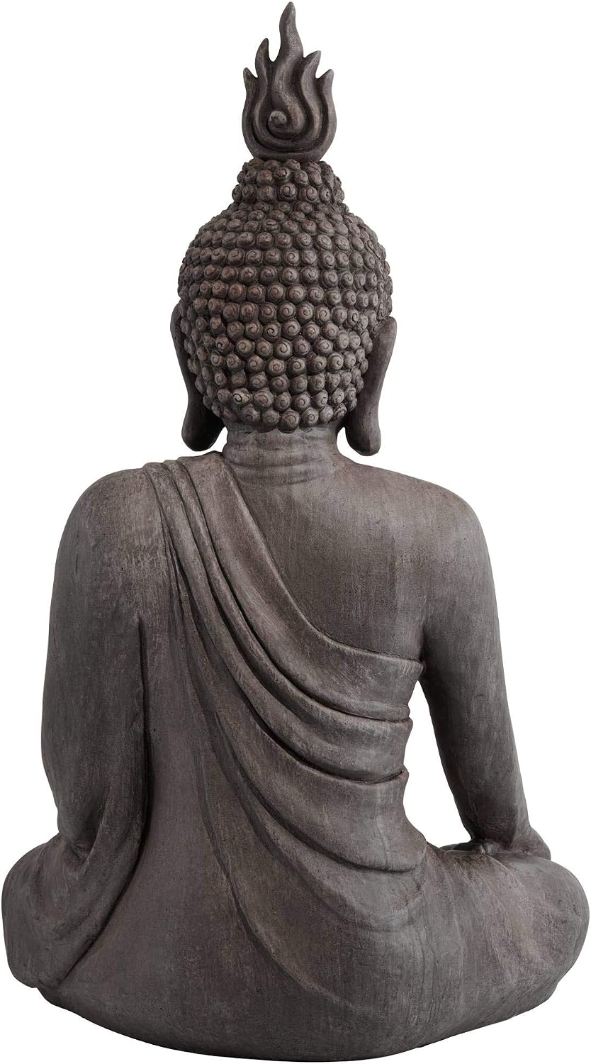 John Timberland Sitting Buddha 29 1/2" High Sandstone Outdoor Statue | Sculpture Zen Asian Japanese Garden Decor Front Porch Patio Yard Outside Home Balcony House Exterior Weathered Light Finish