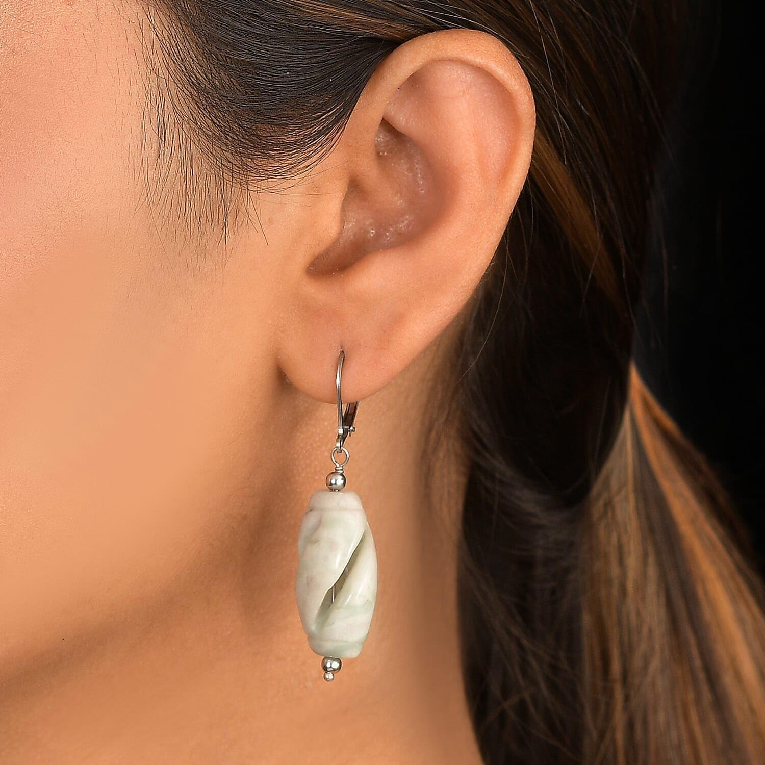 Sesame Jasper 40.00 ctw Earrings in Stainless Steel