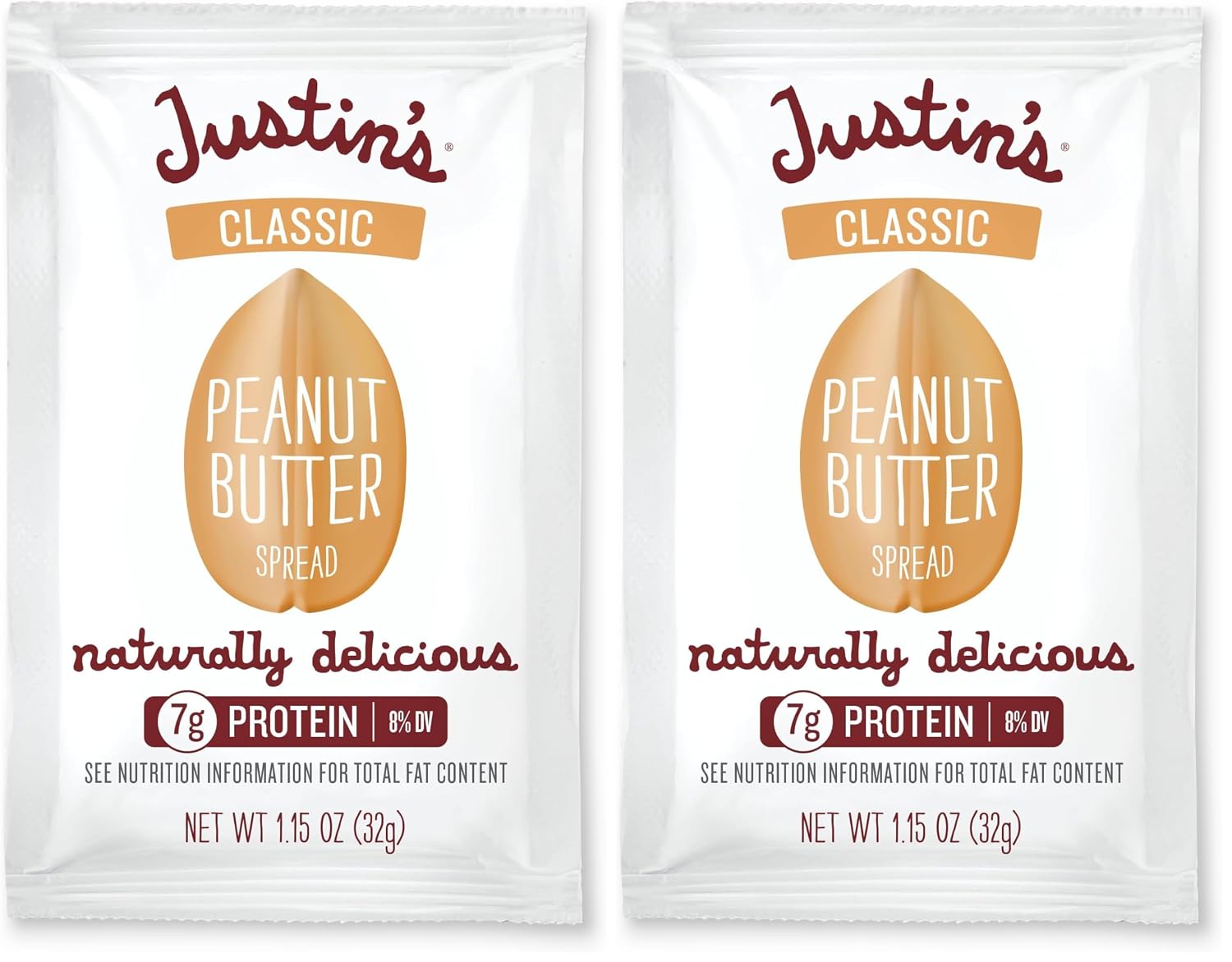 Justin's Classic Crunchy Peanut Butter Squeeze Packs - 1.15 oz - 10 pack | Shelf Stable Sandwich Spread