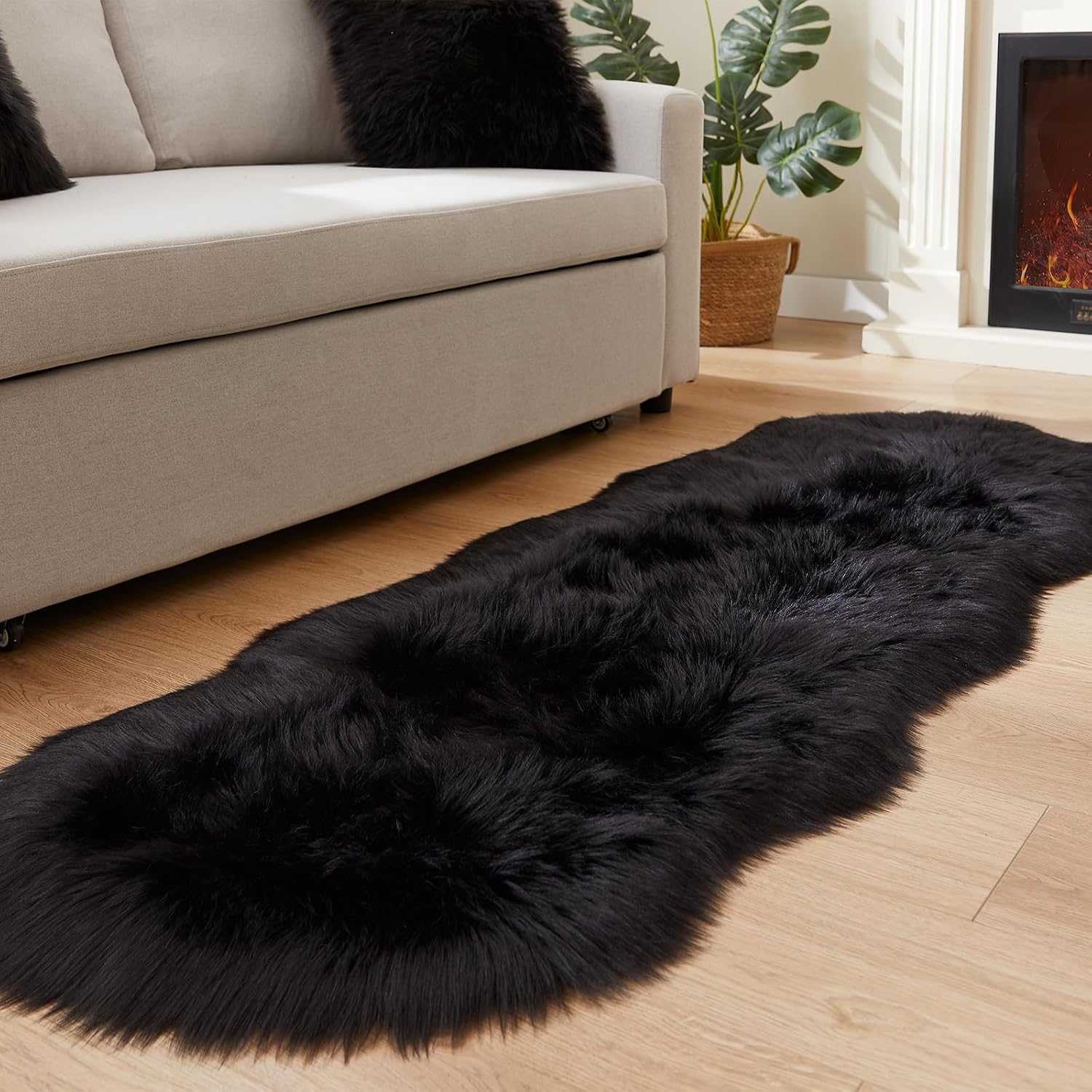 EasyJoy Ultra Soft Fluffy Shaggy Area Rug Faux Fur Rug Chair Cover Seat Pad Fuzzy Area Rug for Bedroom Floor Sofa Living Room (2 x 6 ft Sheepskin