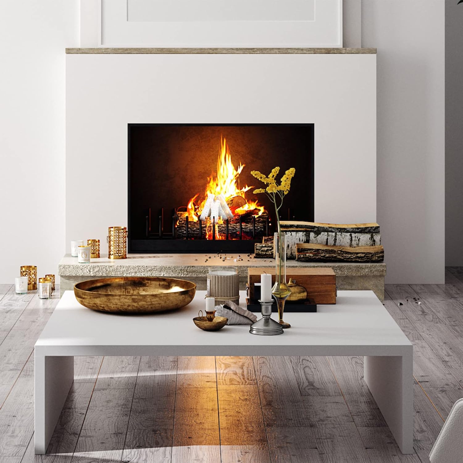 Skyflame 6 Small Piece Set of Birch Ceramic Wood Logs | For All Types of Indoor Gas Inserts, Ventless & Vent Free, Propane, Gel, Ethanol