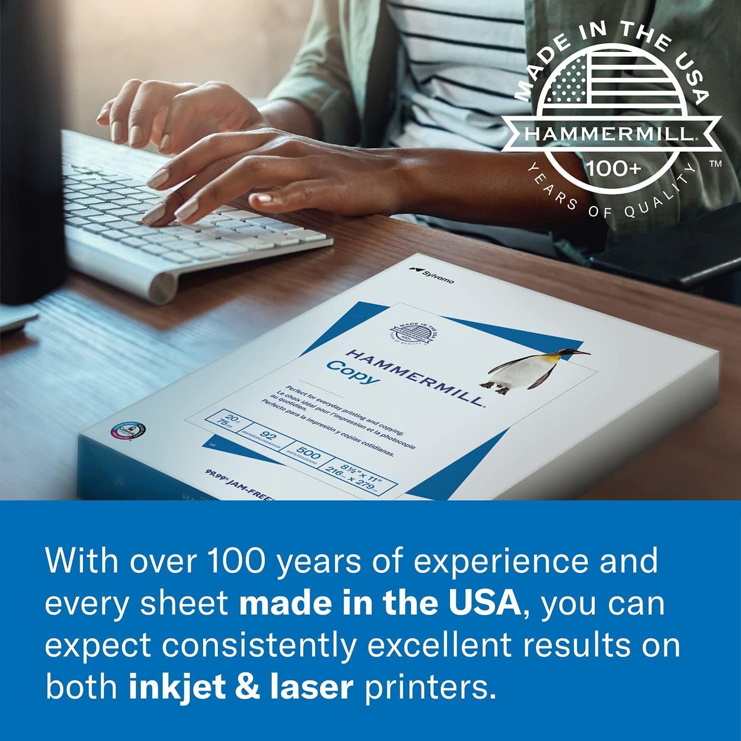 Hammermill Colored Paper, 20 lb Blue Printer Paper, 8.5 x 11 - Made in the USA, Pastel Paper, 103309R - 1 Ream (500 Sheets)