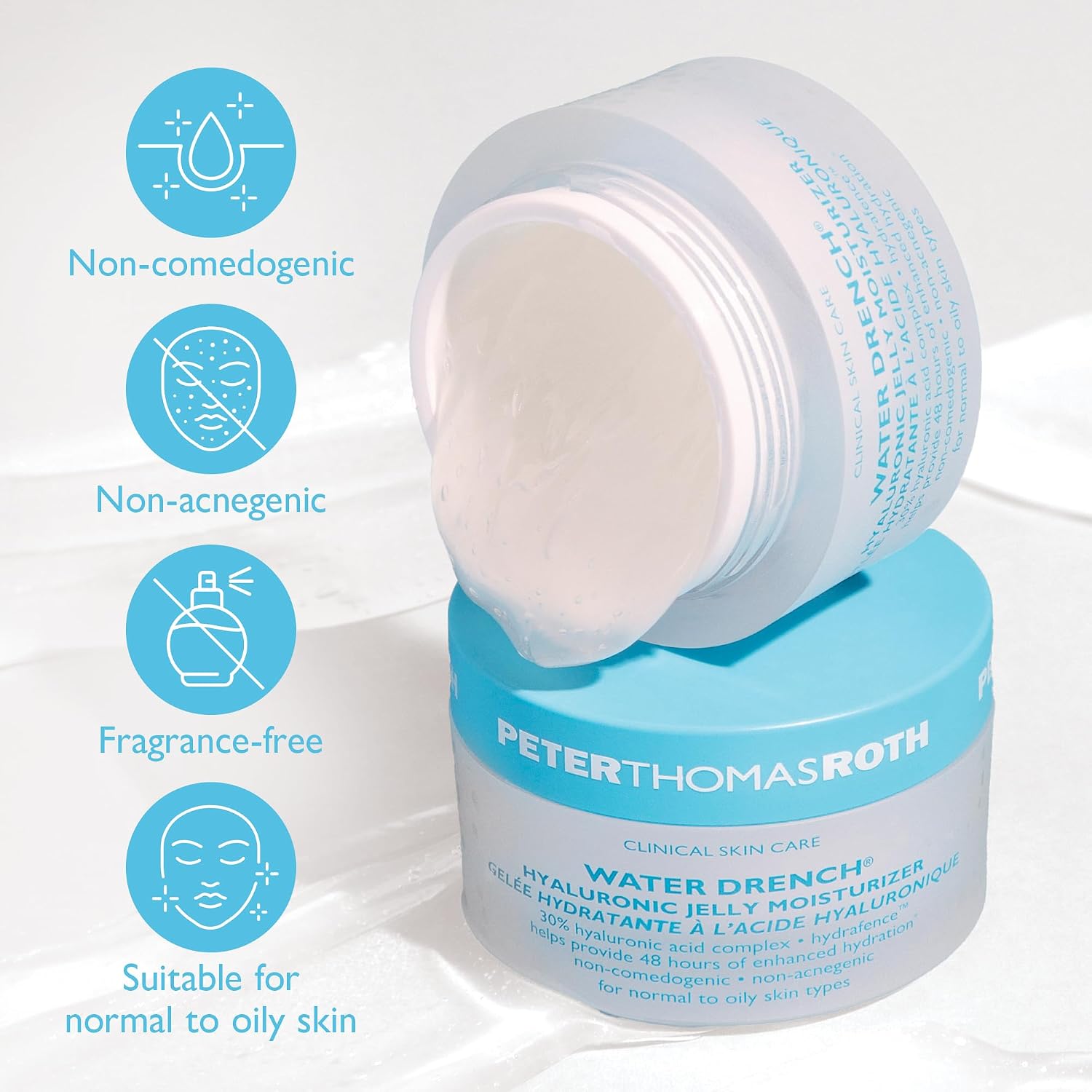 Peter Thomas Roth | Water Drench® Hyaluronic Jelly Refillable Moisturizer | Hyaluronic Acid Cloud Cream, For Normal to Oily Skin, Fragrance-Free