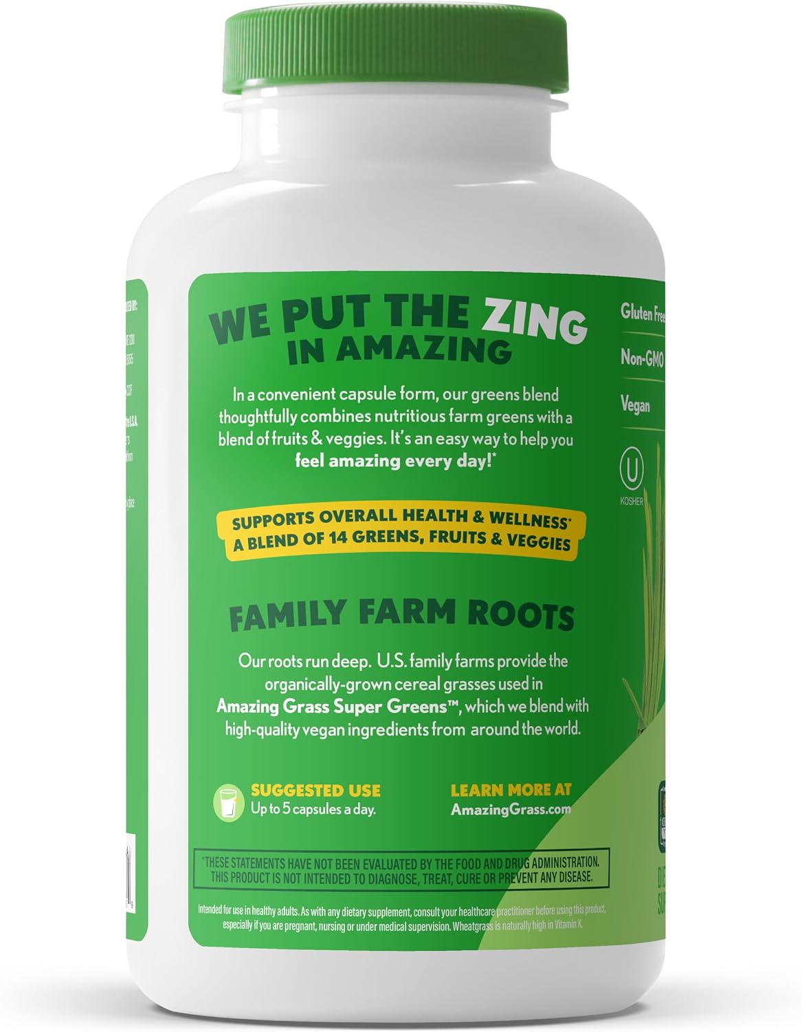 Amazing Grass Super Greens Powder Original, 60 Servings, 16.9 oz | Organic Greens Superfood Powder with Spirulina, Beet Root, Probiotics & Digestive Enzymes to Support Digestion