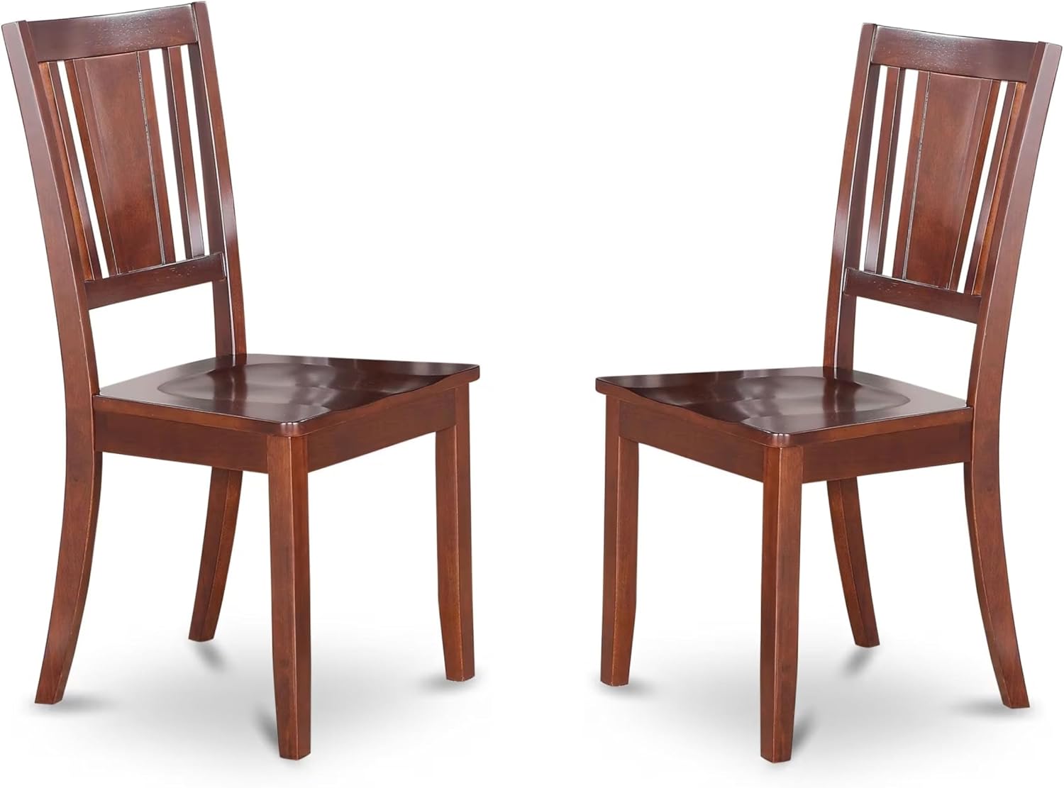 East West Furniture DUC-MAH-LC Dudley Kitchen Dining Chairs - Faux Leather Upholstered Wood Chairs, Set of 2, Mahogany